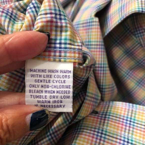 Alan Flusser Pastel Plaid Button Down Size L NWOT - Picture 6 of 8